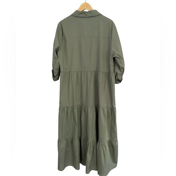 Haven Hearts Olive Green Button-Up Oversized Maxi Dress - Picture 3 of 10